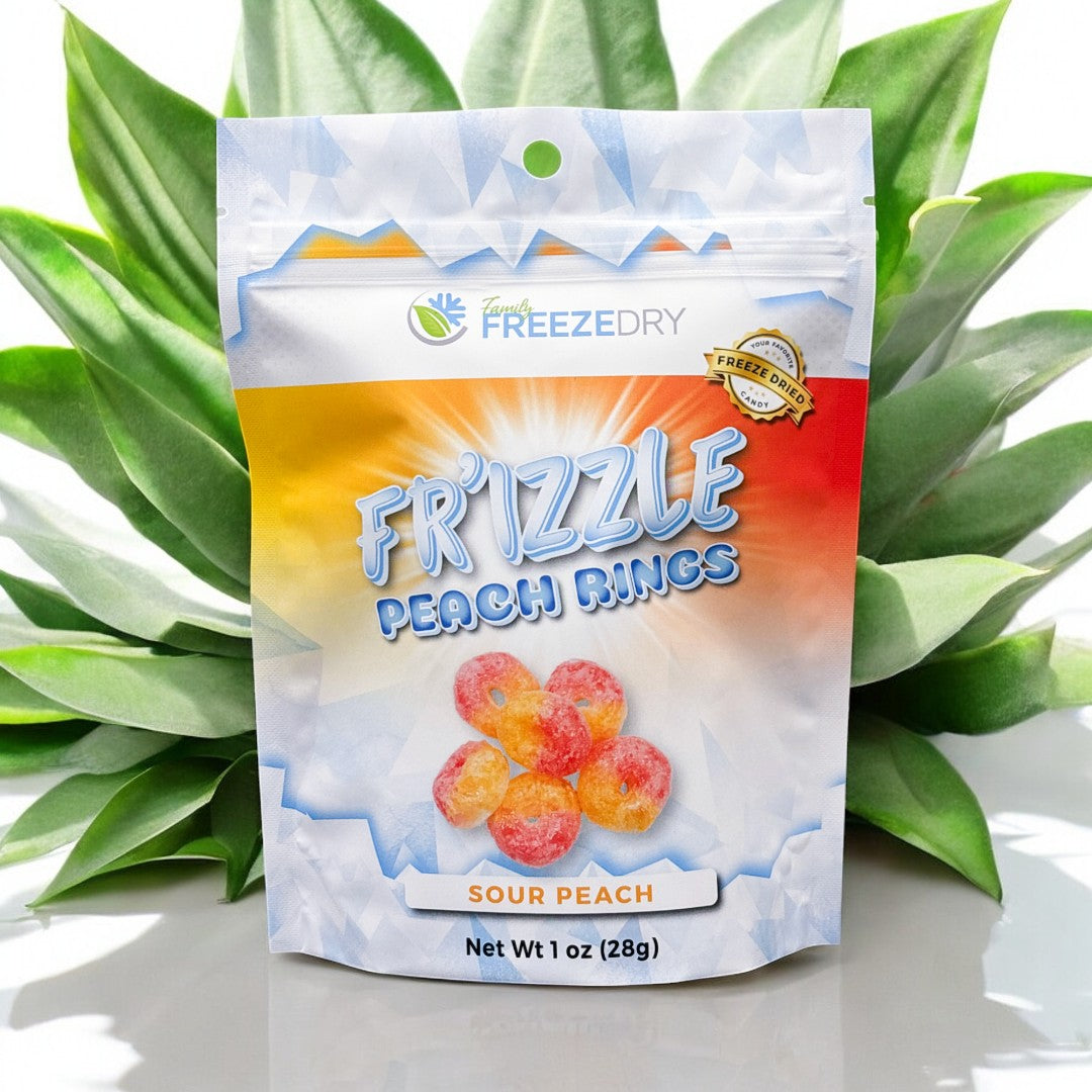 Peach Rings Freeze Dried Candy Bag Plant Background
