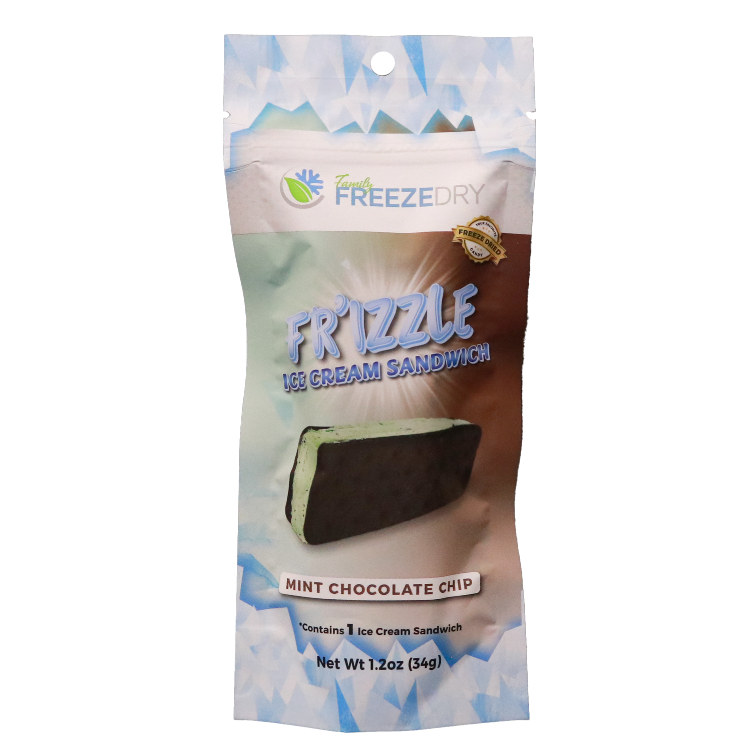Mint Ice Cream Sandwich freeze-dried candy with minty ice cream flavor and crunchy texture