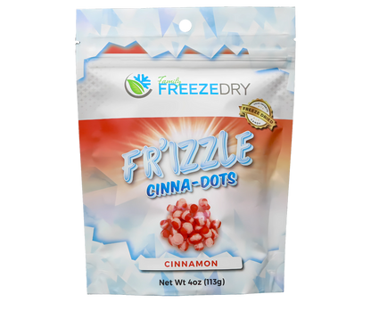 Cinna-Dots freeze-dried Red Hots candy with a spicy, cinnamon flavor and crunchy texture