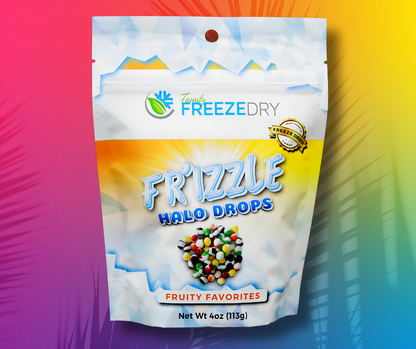 Halo Drops Fruity Favorites are colorful, crunchy, and bursting with classic fruit flavors. Freeze-dried for next-level texture and flavor!