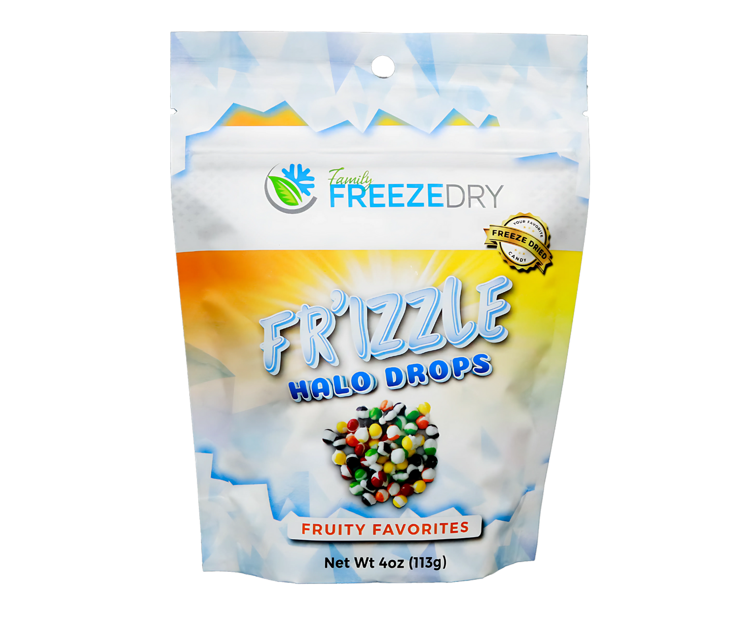 Fruity Favorites Halo Drops freeze-dried candy with classic Skittles flavors in a crunchy bite