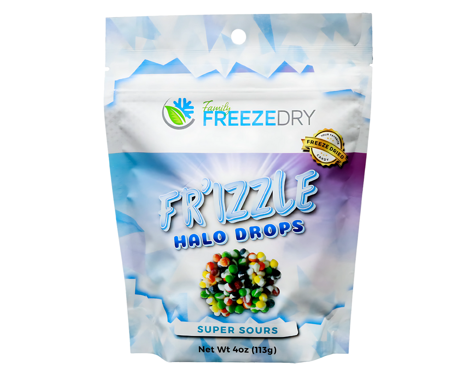Super Sours Halo Drops freeze-dried candy with tangy, sour Skittles-inspired flavors
