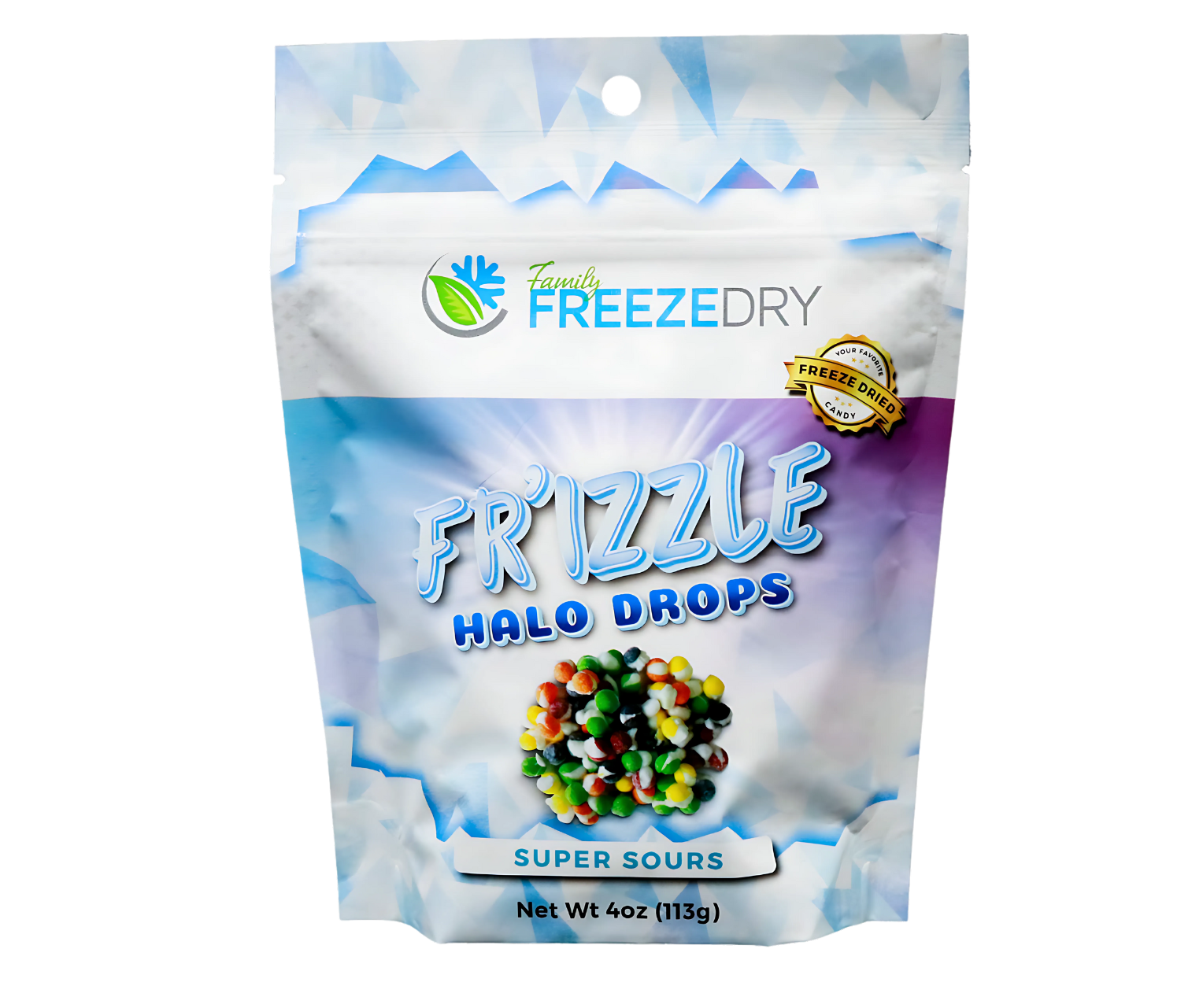 Super Sours Halo Drops freeze-dried candy with tangy, sour Skittles-inspired flavors